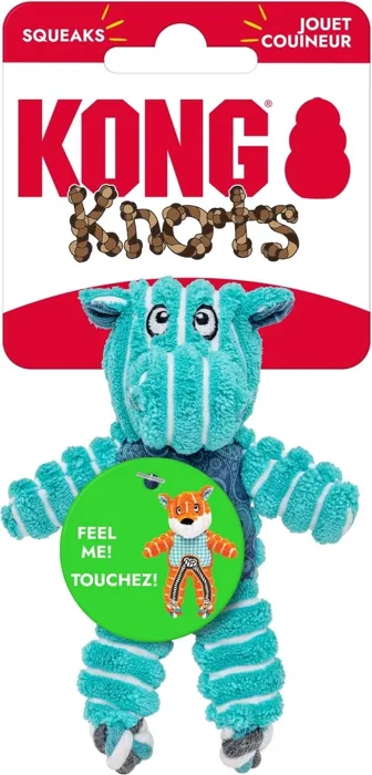 KONG Floppy Knots Hippo X-Small teal retail packaging