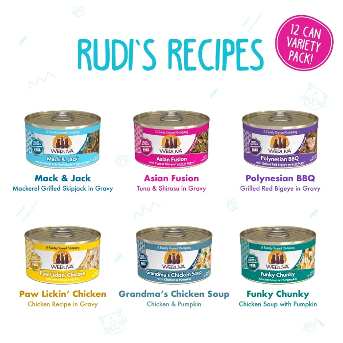 Weruva Cat Rudi Recipe Variety Pack 12pk/3oz