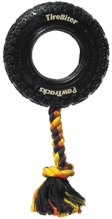 Tirebiter With Rope Dog Toy Small 6" Wide