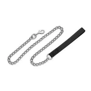 Chain Dog Leash With Nyl Hand- Black 4.0 Mm X 4'