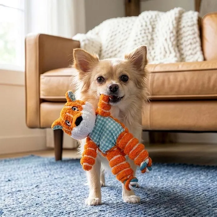 KONG Floppy Knots Fox X-Small orange and blue lifestyle