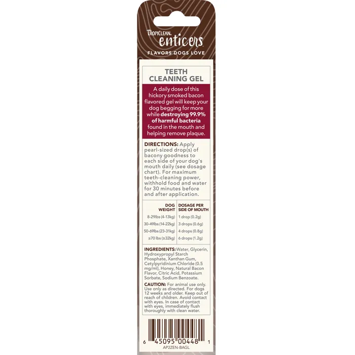 Tropiclean Enticers Dental Gel Bacon 2oz