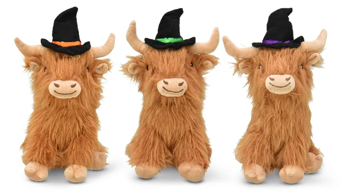 Multipet Halloween Highland Cow w/ Witch Hat