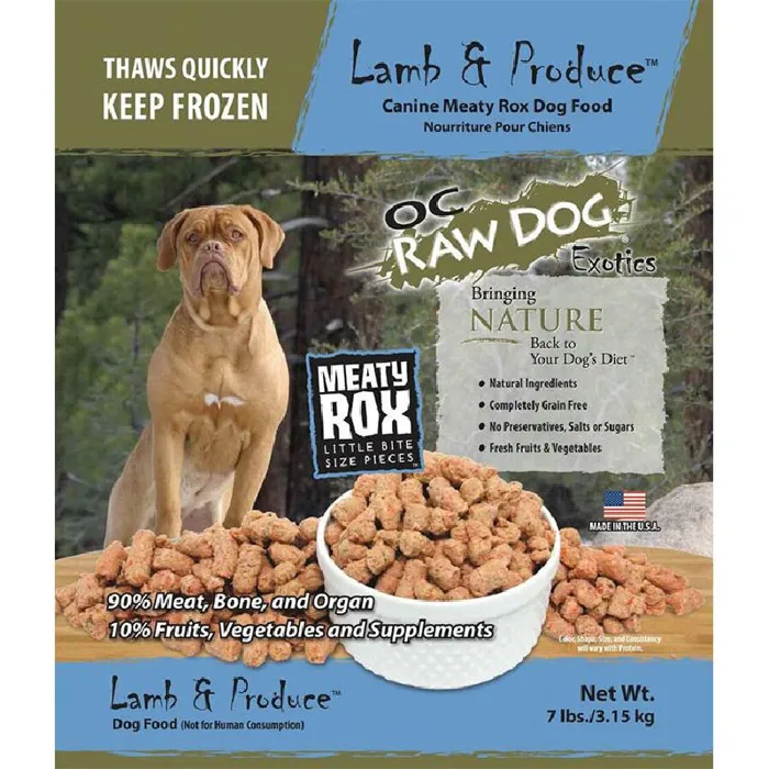 Oc Raw Dog Frozen Lamb & Produce Rox 7 Lbs