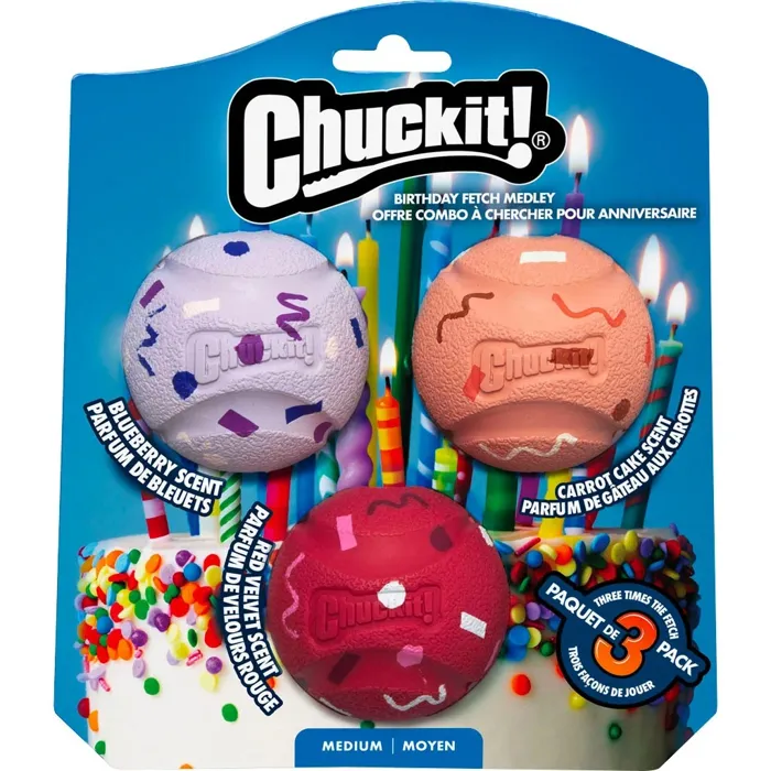 Chuckit! Birthday Ball Medley Medium 3pk