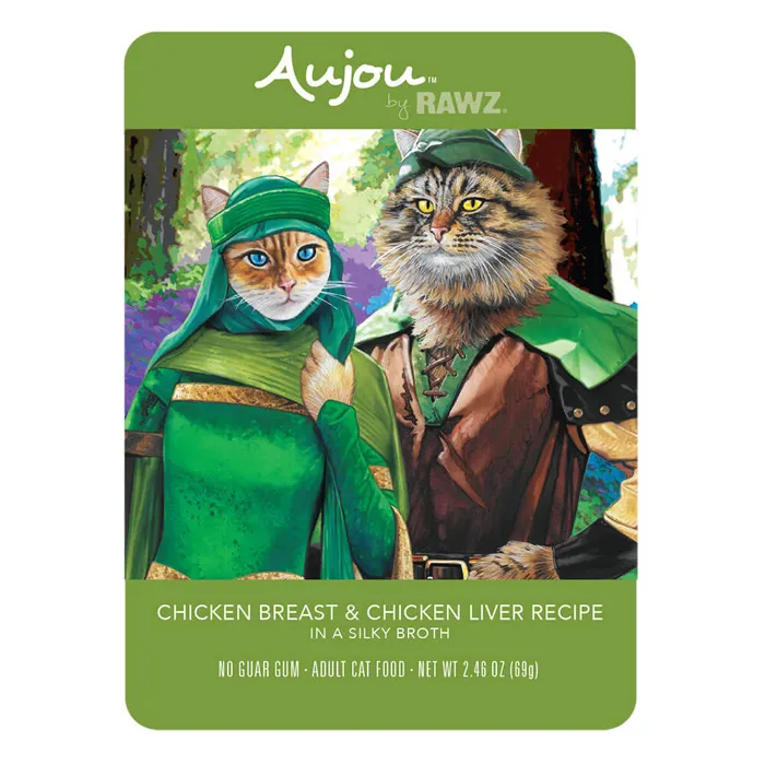 Rawz Cat Aujou Gf Chicken Liver Shreds Pch 2.46-oz