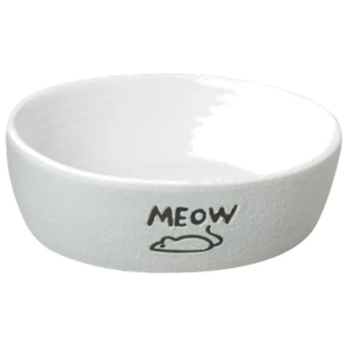 5 In. Nantucket Meow Cat Dish - Gray