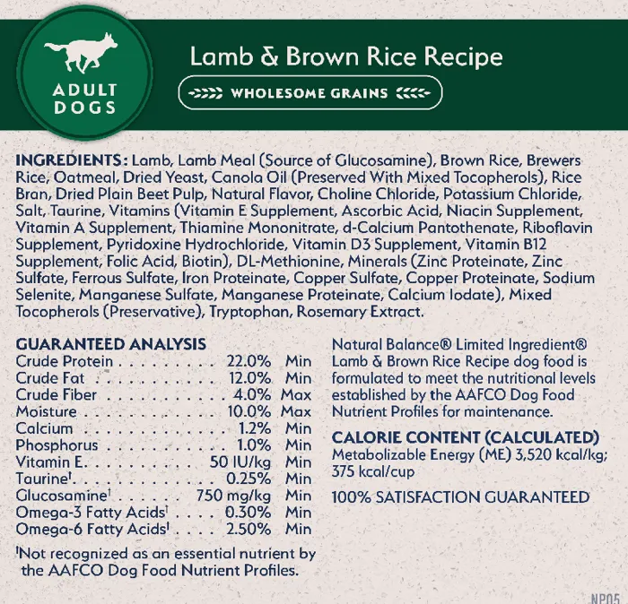 Natural Balance Dog Lamb/Rice 12#