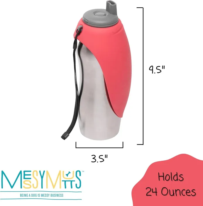 Messy Mutts Travel WaterBottle/Bowl Red