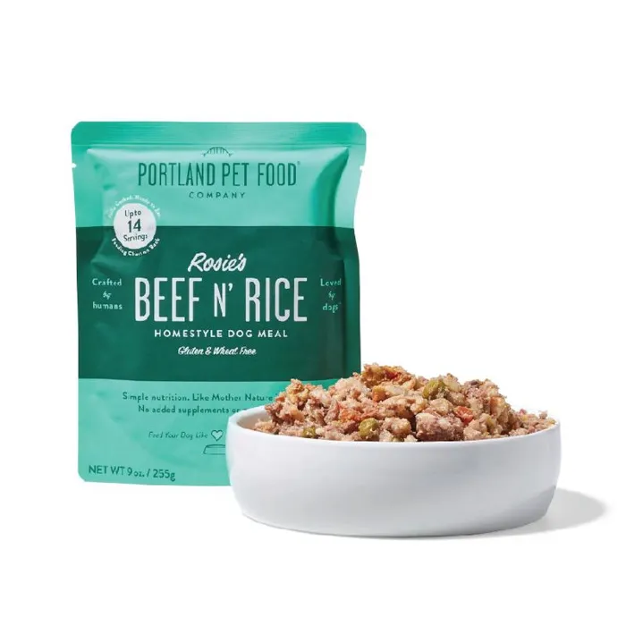 Portland Pet Food Rosie’s Beef N Rice Ready to Eat Pouch Wet Dog Food 9-oz