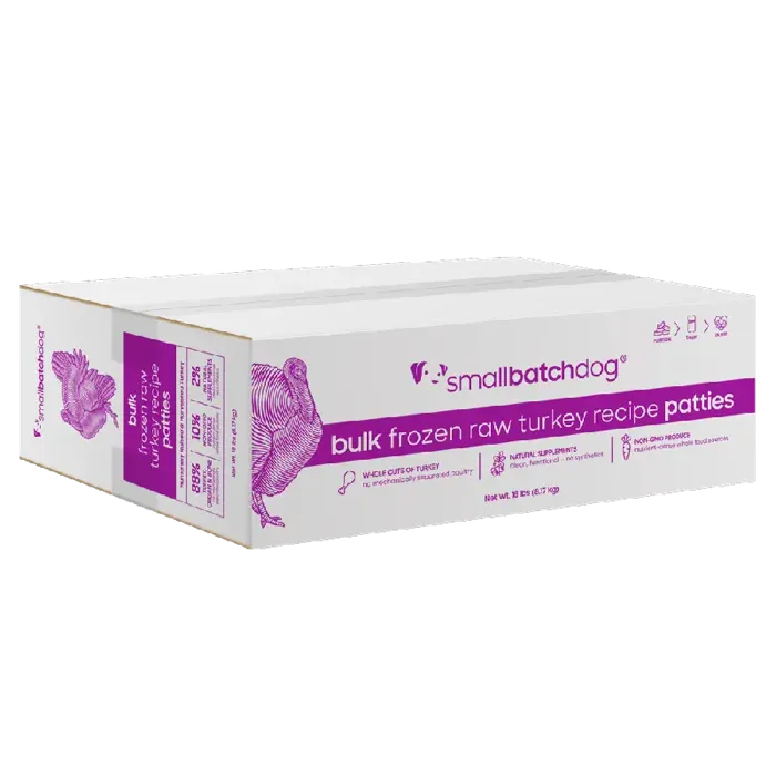 Small Batch Frozen Dog Patties Turkey 18#